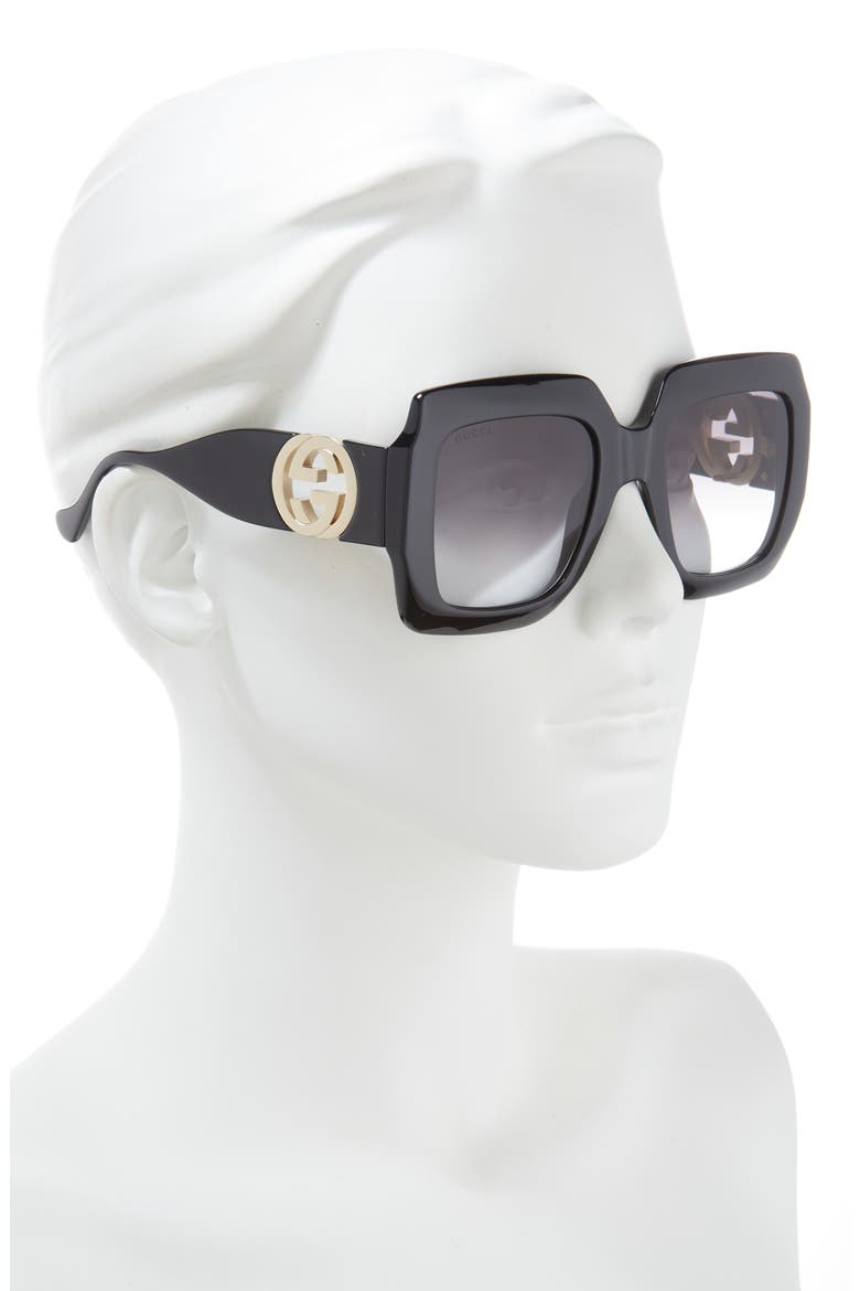 54mm Square Sunglasses, Alternate, color, BLACK BLACK GREY