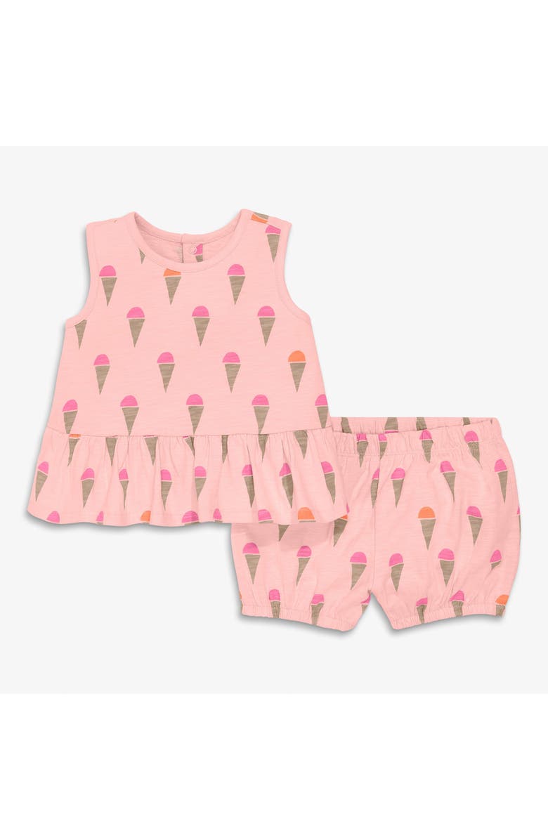 Primary Baby Tank And Bubble Shorts Set In Ice Cream Cones, Main, color, Flamingo Ice Cream Cones