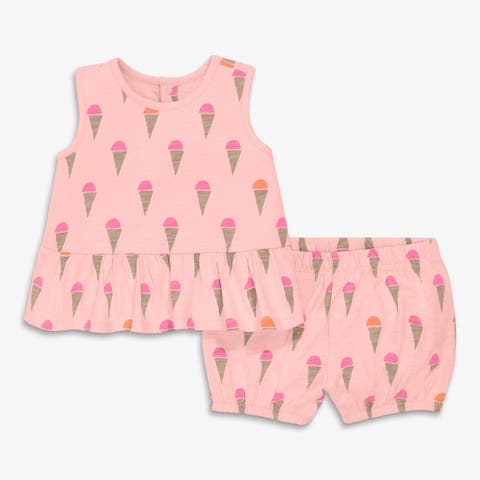 Baby Tank And Bubble Shorts Set In Ice Cream Cones