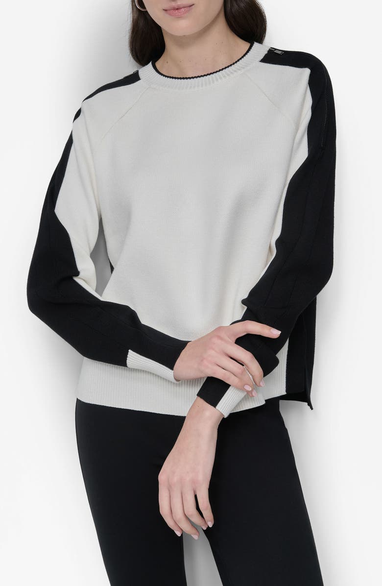 DKNY Contrast Crewneck Sweater, Main, color,