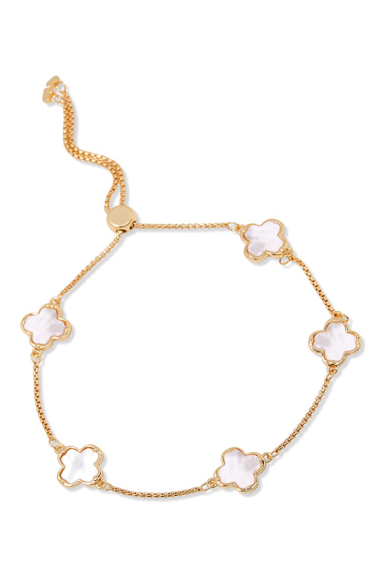 Chatham Mother-of-Pearl Clover Station Bracelet, Alternate, color, GOLD