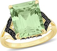 DELMAR Green Quartz & Black Sapphire Ring