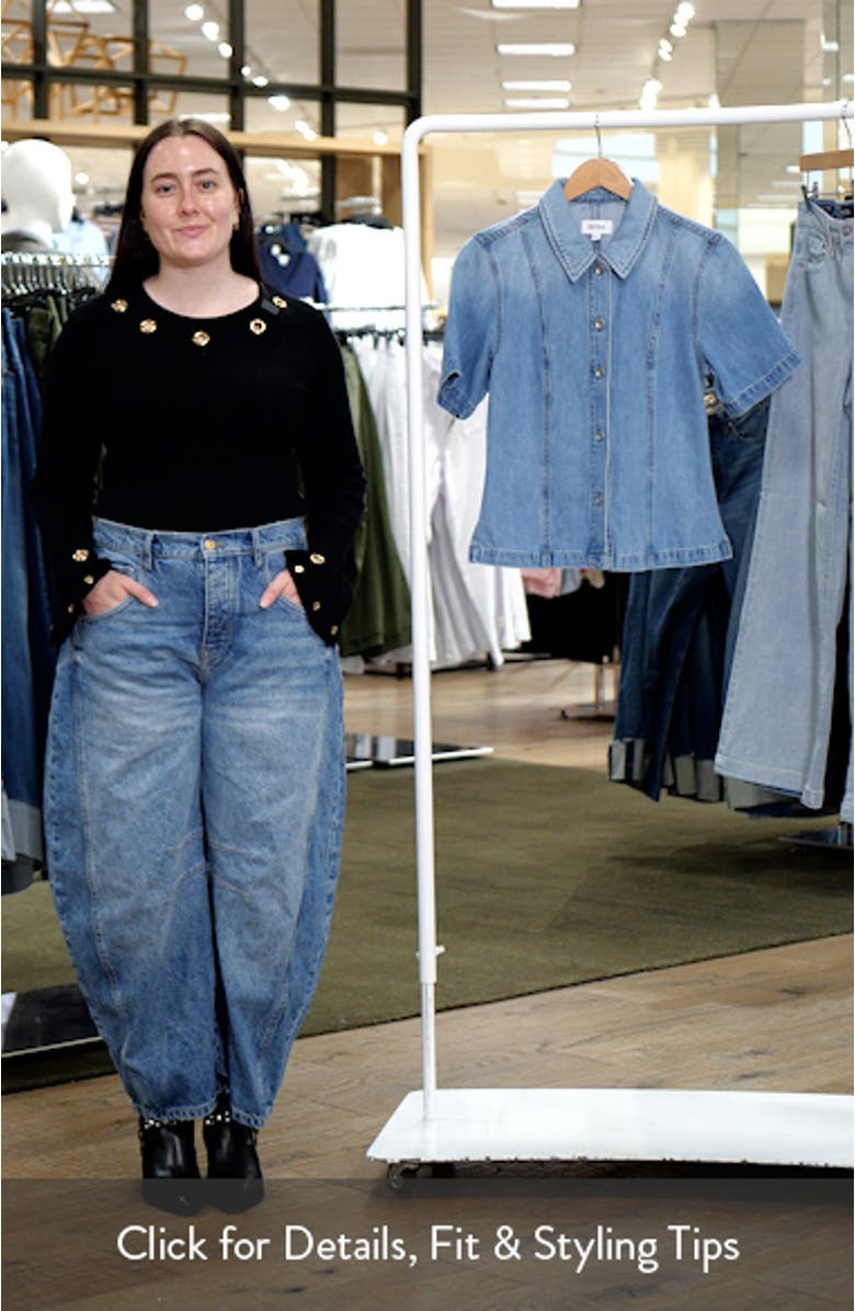 Cyndi Short Sleeve Denim Button-Up Shirt, sales video thumbnail