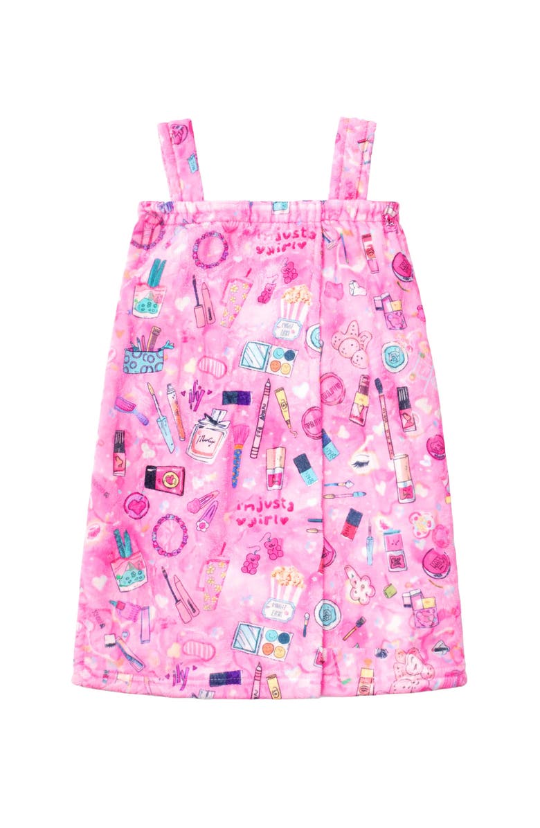 Preppy Goose Plush Bow Print Spa Wrap, Main, color, Fuschia