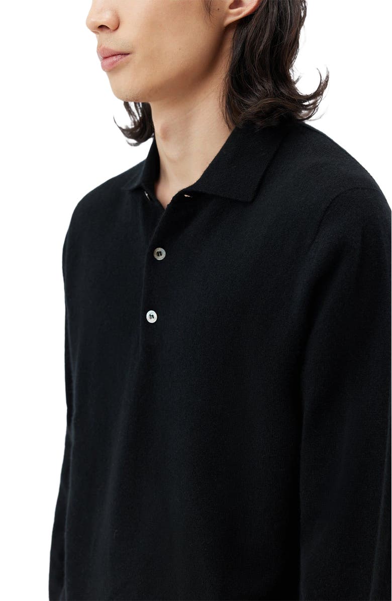 GOBI Mongolian Cashmere Essential Cashmere Polo Sweater, Alternate, color, Black