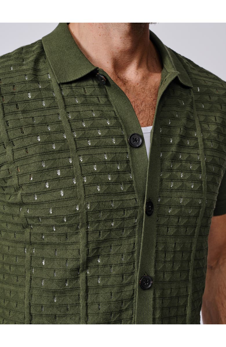 Aubin Manor Textured Button Through Polo, Alternate, color, Khaki