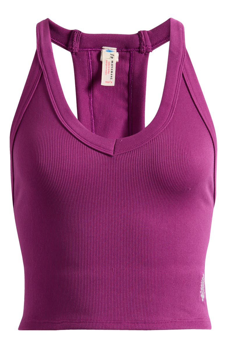 Free People FP Movement All Clear Crop Racerback Tank, Alternate, color, Deep Mulberry