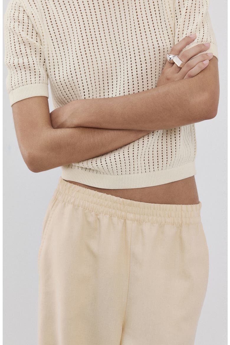 Pera Open Stitch Crewneck Sweater, Alternate, color, ECRU