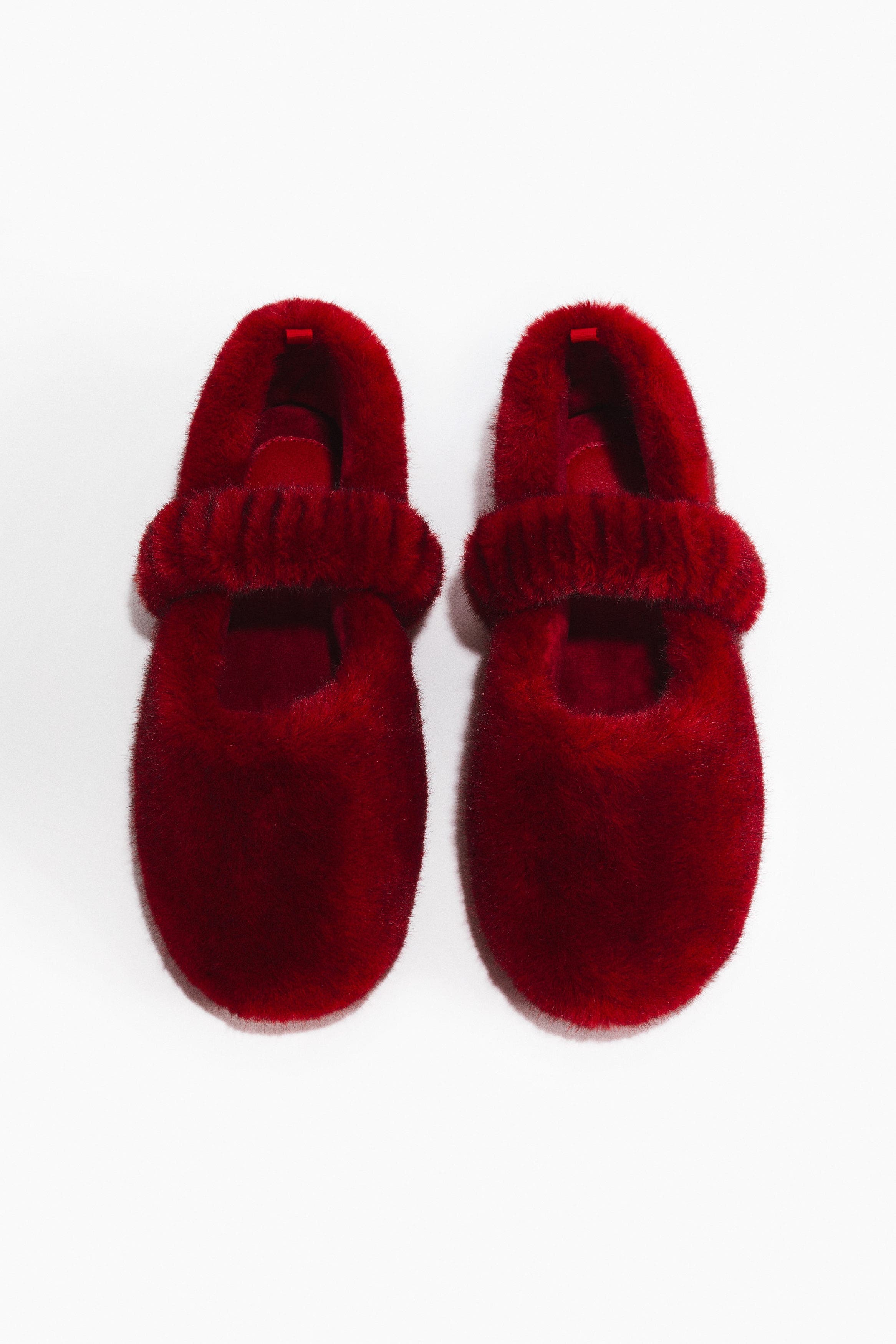 H&M Fluffy Slippers, Alternate, color, Dark Red