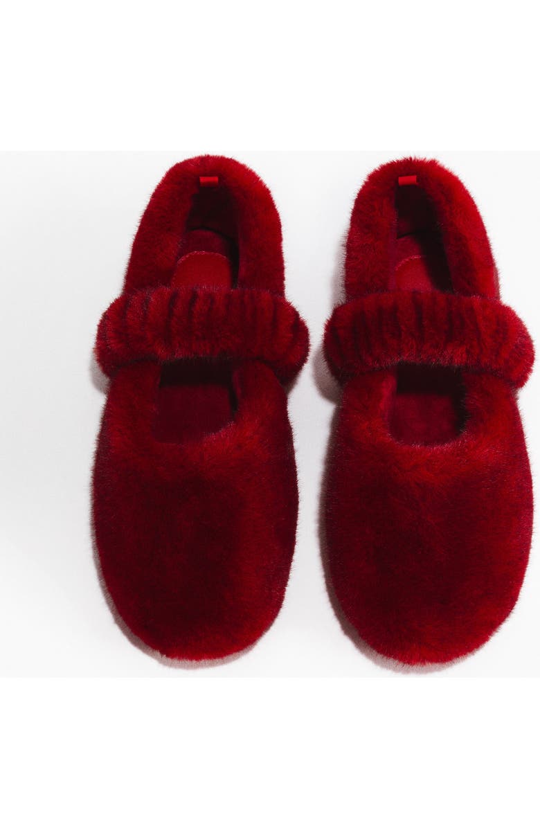 H&M Fluffy Slippers, Alternate, color, Dark Red