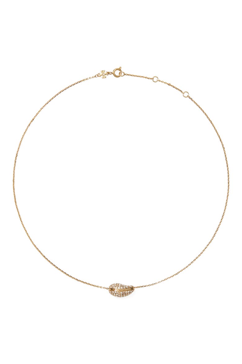 Pierced Pavé Pendant Necklace, Main, color, LIGHT BRASS / CRYSTAL