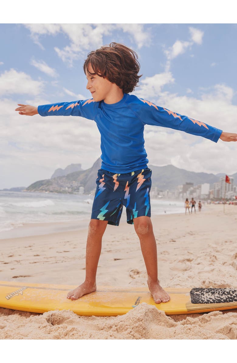 Tea Collection Mid-Length Swim Trunks, Alternate, color, Rainbow Lightning Bolt