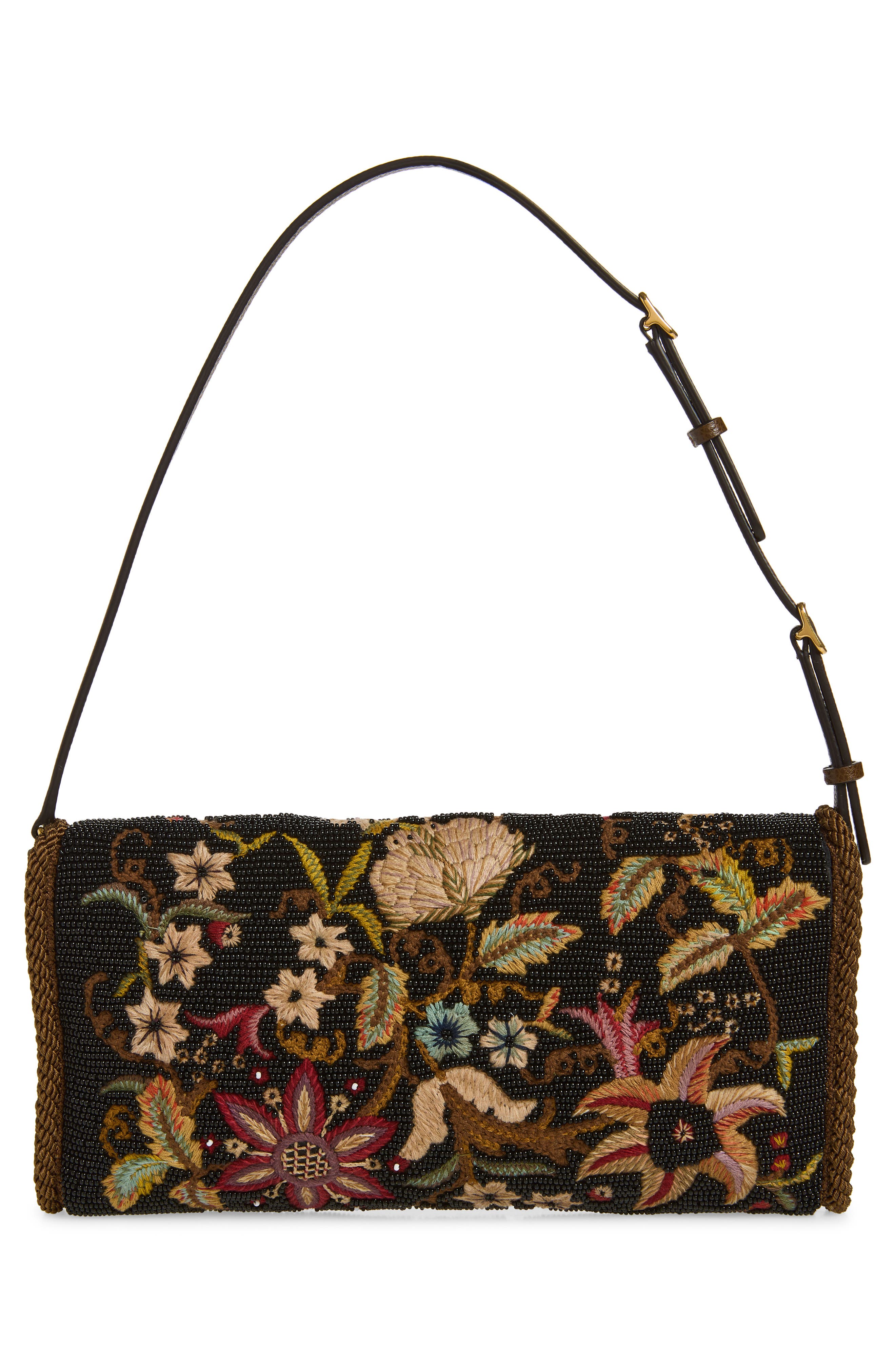 Valentino Garavani Vain Soft Embroidered Top Handle Bag, Alternate, color, Multi Brown