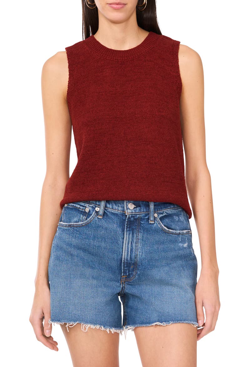Crewneck Sweater Tank, Main, color, DEEP HENNA