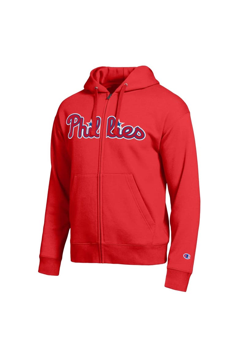 Men's Champion Philadelphia Phillies Red All-Star Wordmark Full-Zip Hoodie, Alternate, color, Red