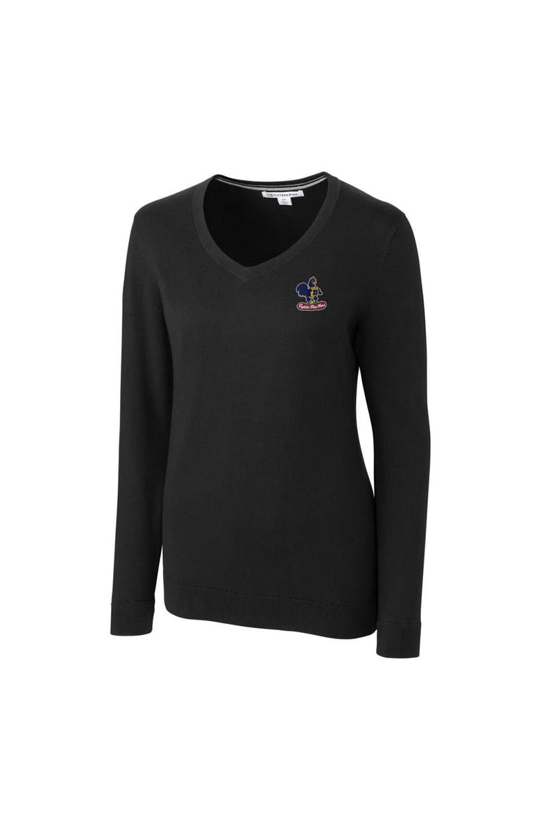 Cutter & Buck Women's Cutter & Buck Black Delaware Fightin' Blue Hens Lakemont Tri-Blend V-Neck Pullover Sweater, Alternate, color, 