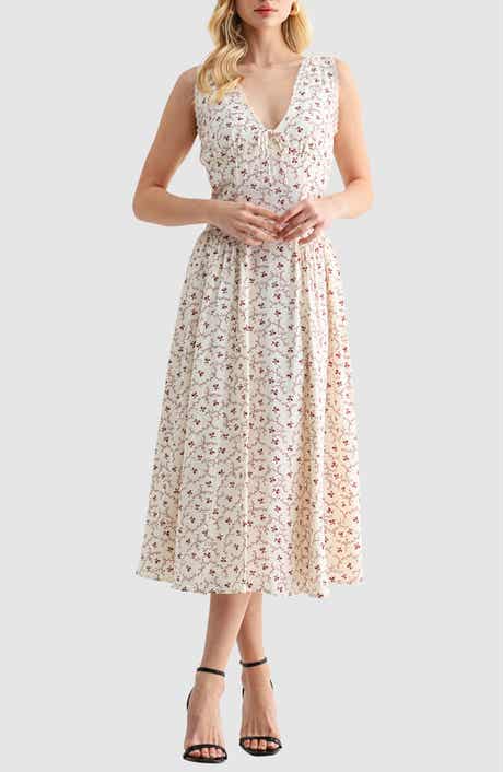 Lush Lace Trim Fit & Flare Midi Dress