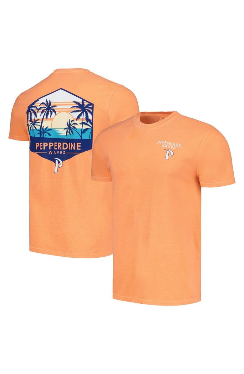 IMAGE ONE Men's Orange Pepperdine Waves Landscape Shield T-Shirt, Main, color, Orange