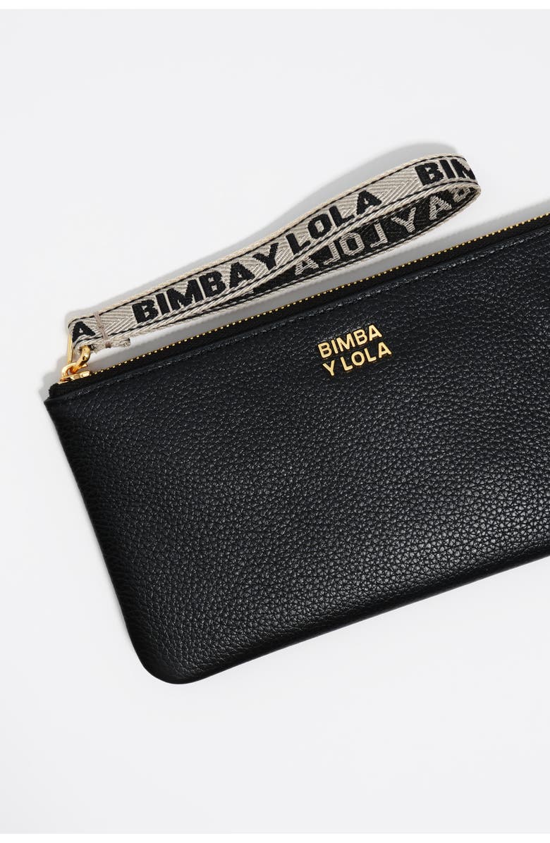Bimba y Lola Large Leather Coin Purse, Alternate, color, Black