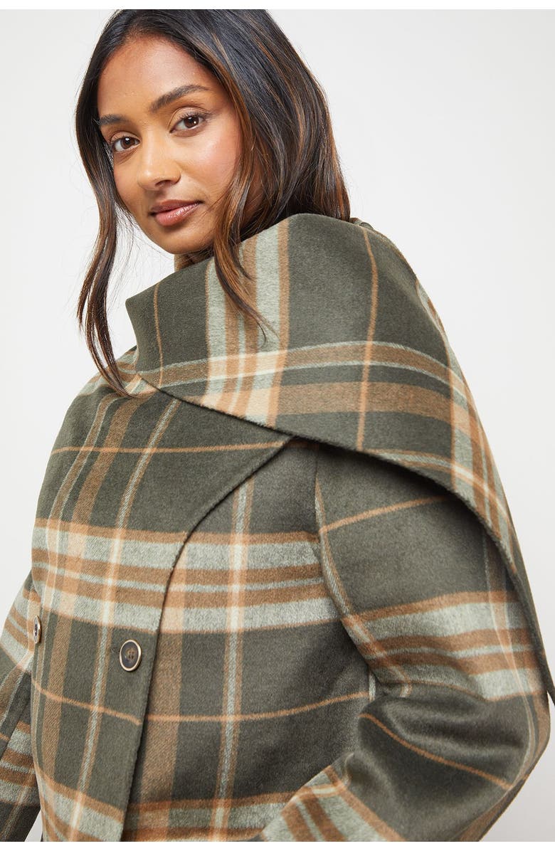 Oasis Check Scarf Longline Jacket Coat, Alternate, color, Taupe