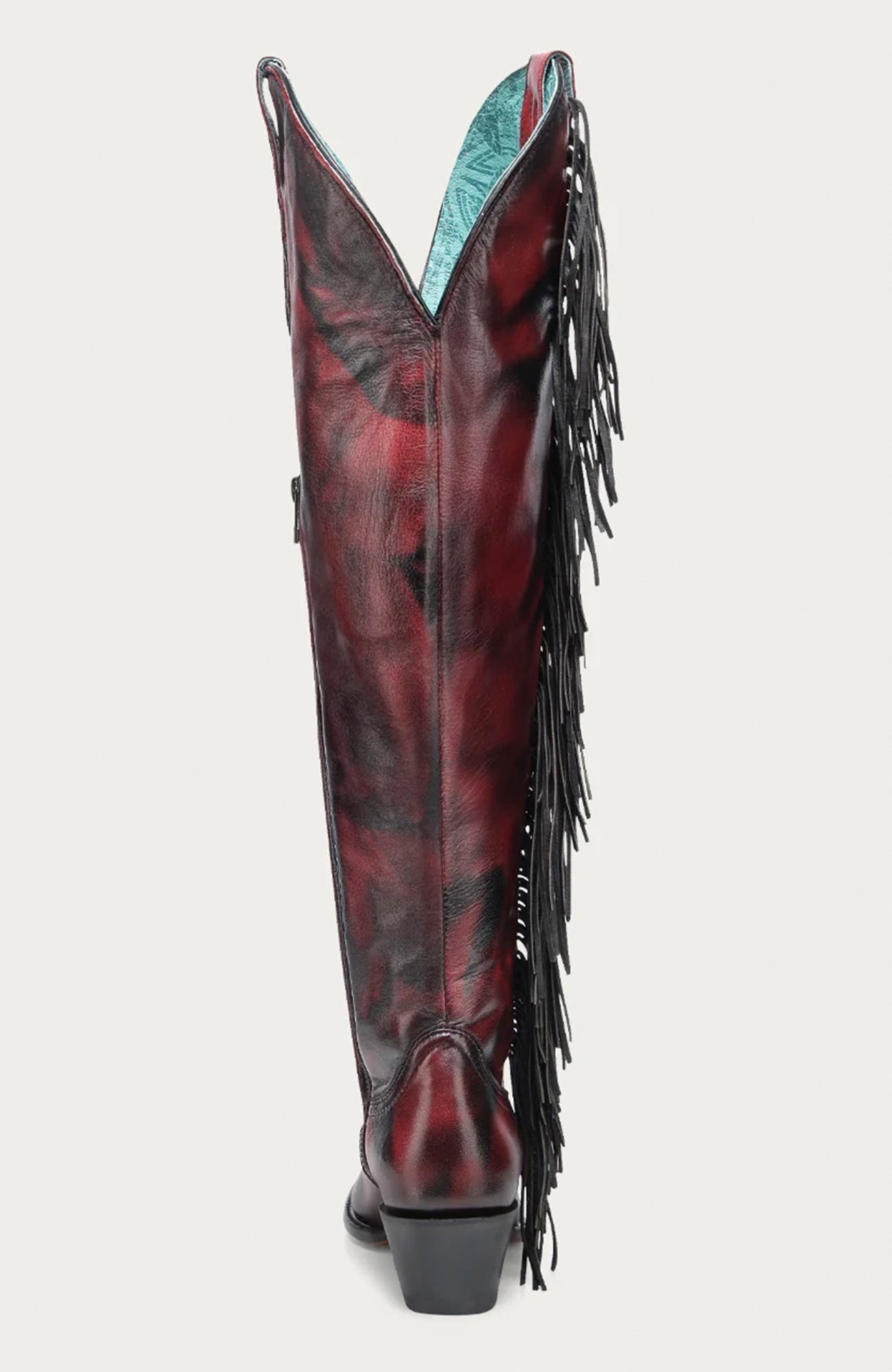 Lamb Embroidered Overlay Pointed Toe Tall Boots, Alternate, color, Red