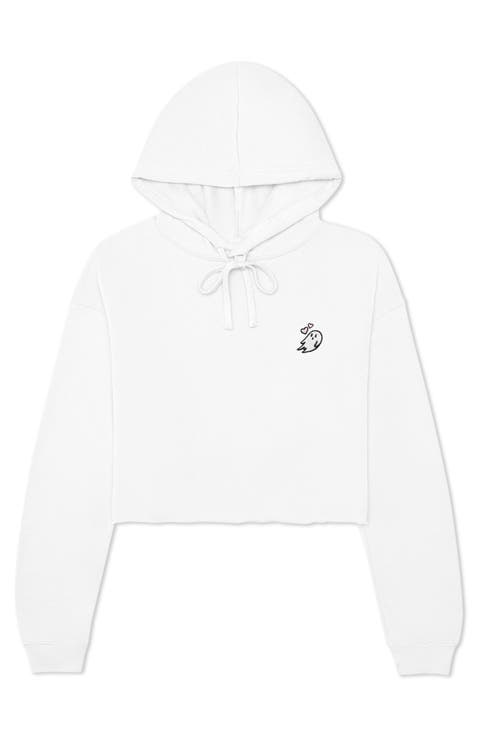 Heartly Ghost Cropped Hoodie