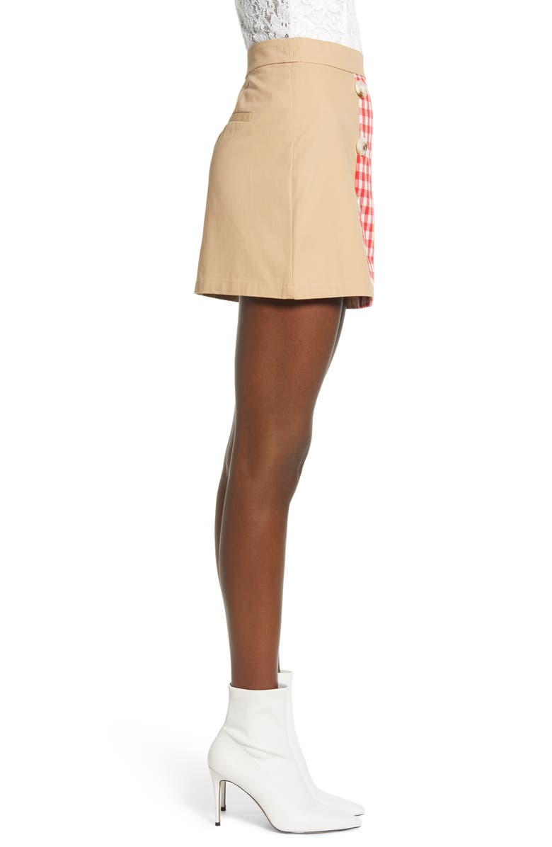 English Factory Contrast Gingham Miniskirt, Alternate, color,