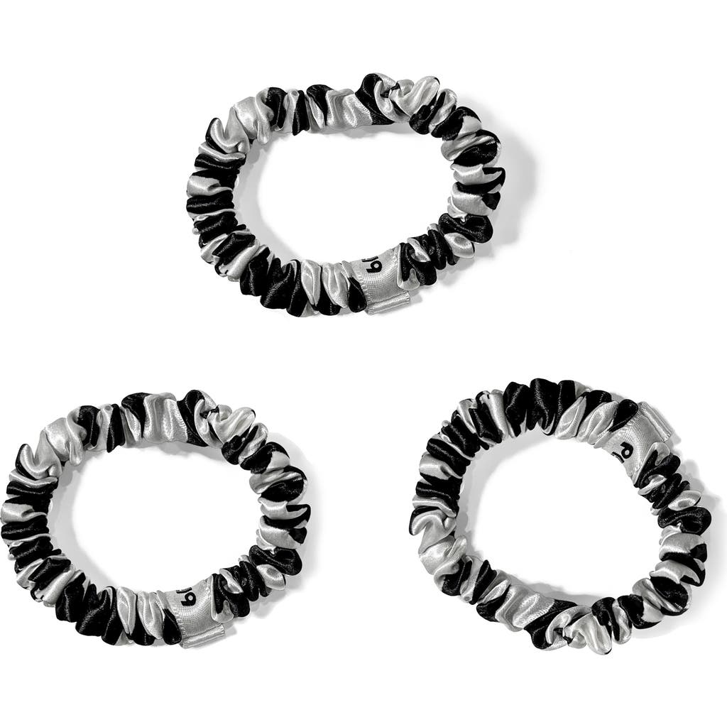 Blissy 3-pack Skinny Silk Scrunchies In Zebra