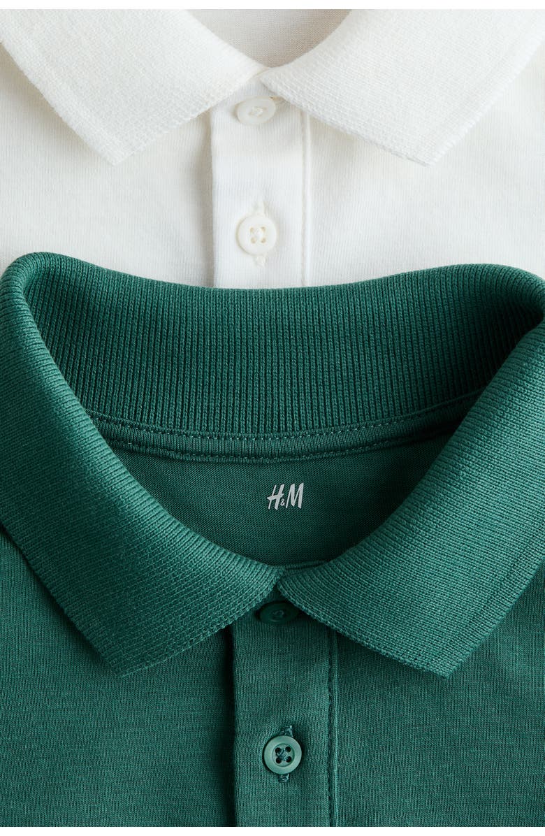 H&M 2-pack cotton polo shirts, Alternate, color, Green/White