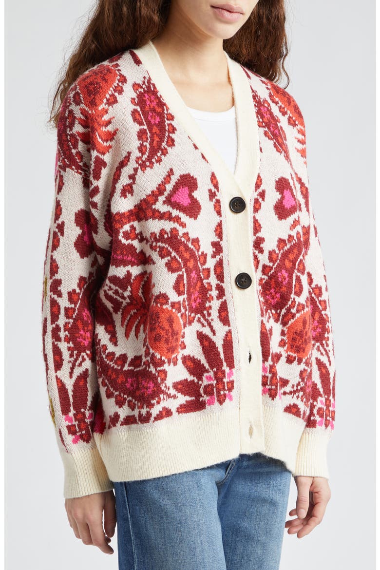 Toucans Scarf Print Cardigan, Alternate, color, TOUCANS SCARF MIXED OFF-WHITE