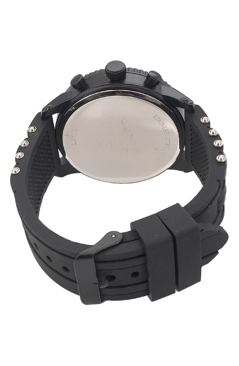 Ed Hardy Quartz Chronograph Silicone Strap Watch, 42mm, Alternate, color, Black