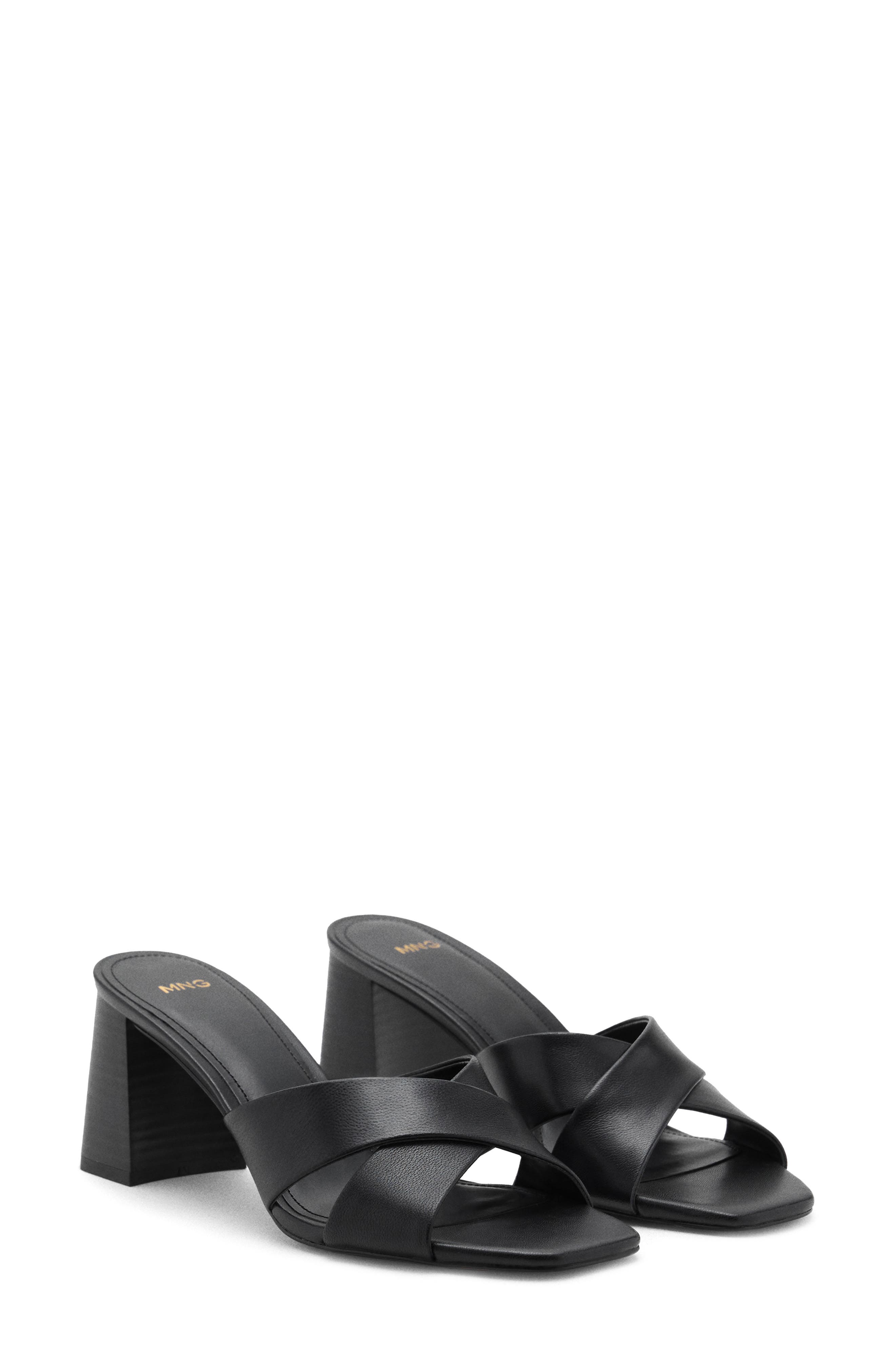 MANGO Block Heel Sandal, Main, color, Black