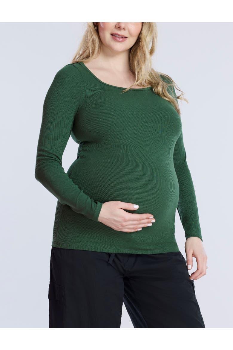 Square Neck Rib Knit Long Sleeve Tee, Alternate, color, Green Pastures