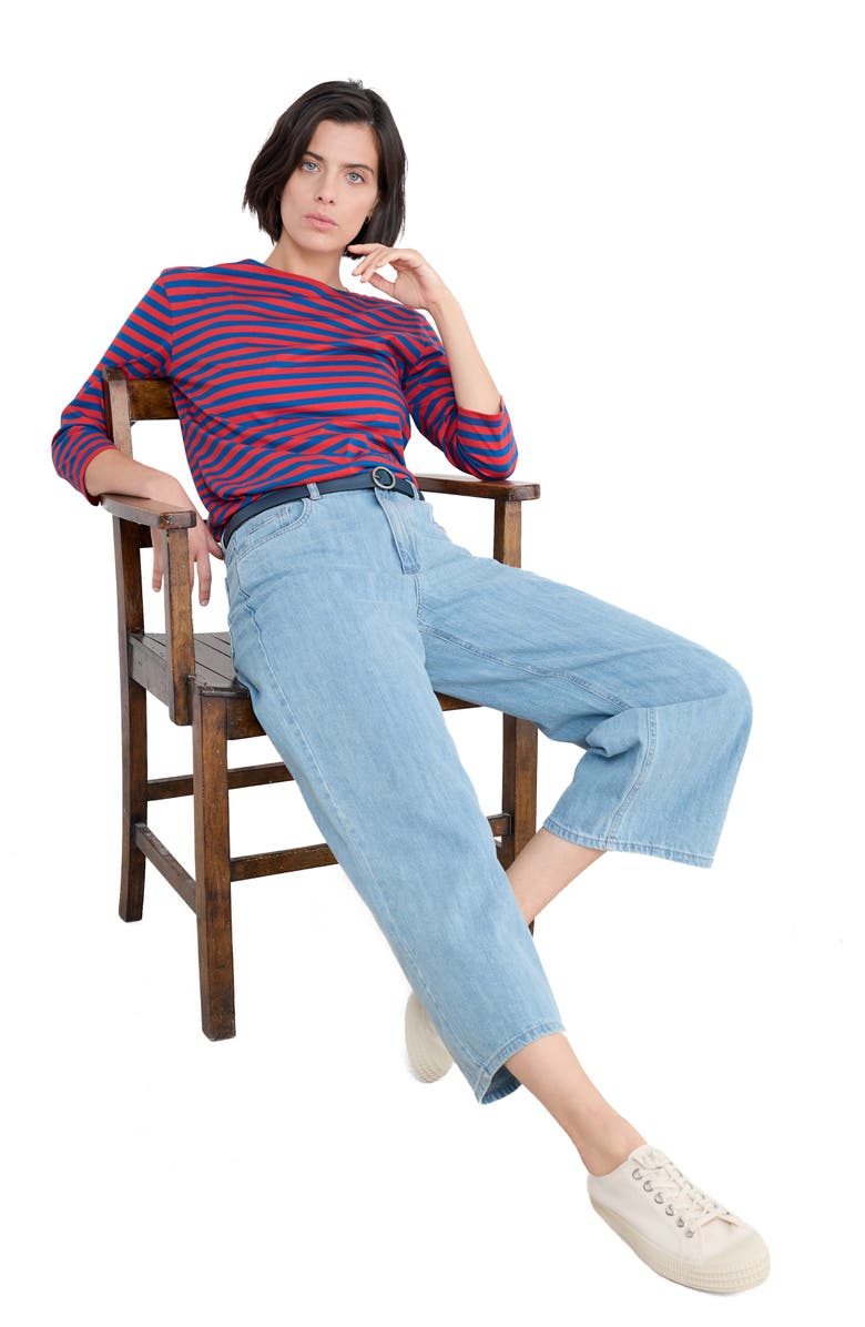 Seasalt Cornwall Sailor Stripe Three-Quarter Sleeve Organic Cotton Top, Alternate, color, 