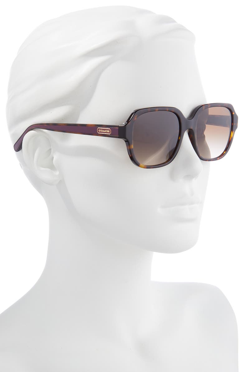 COACH 53mm Gradient Rectangular Sunglasses, Alternate, color, Dark Tortoise