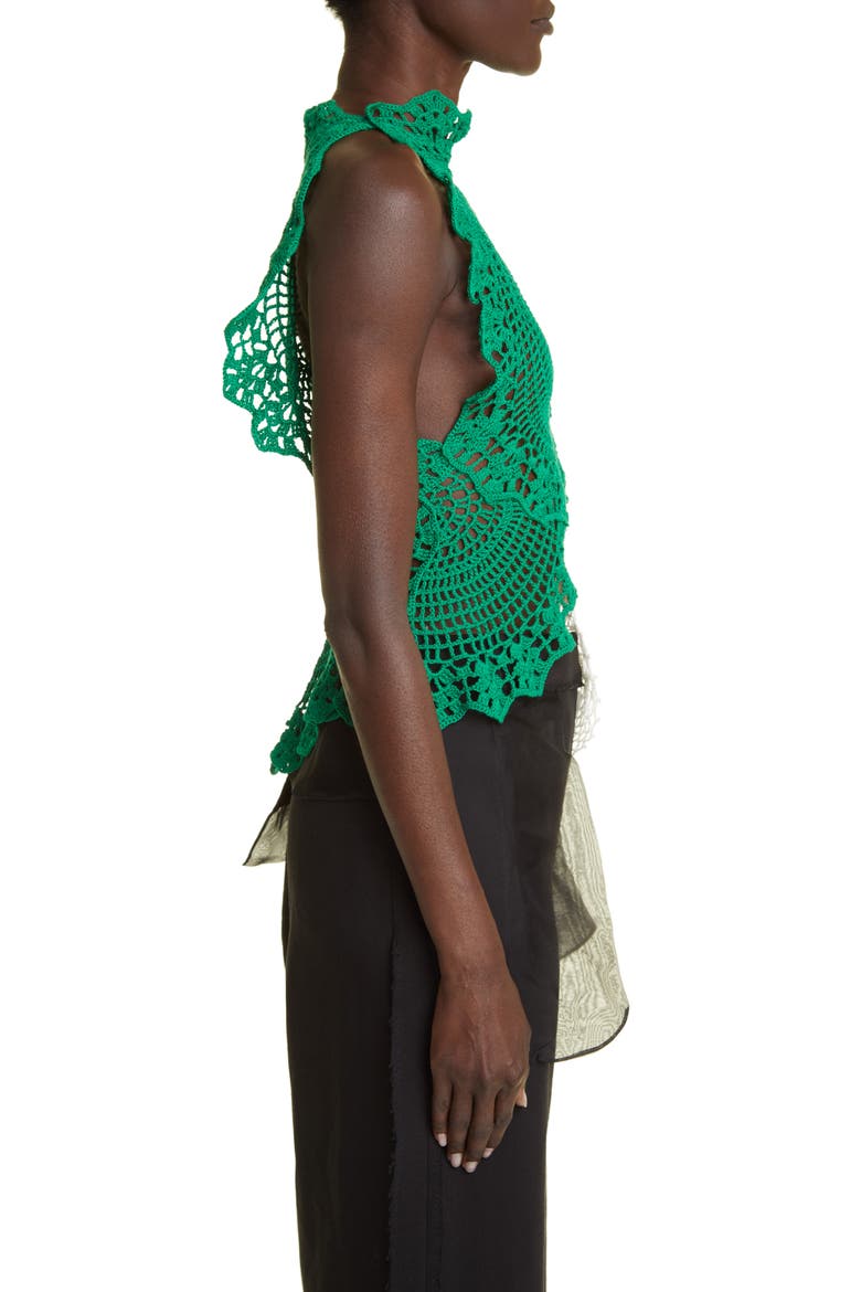 Christa Asymmetric Crochet Top, Alternate, color, GREEN / WHITE