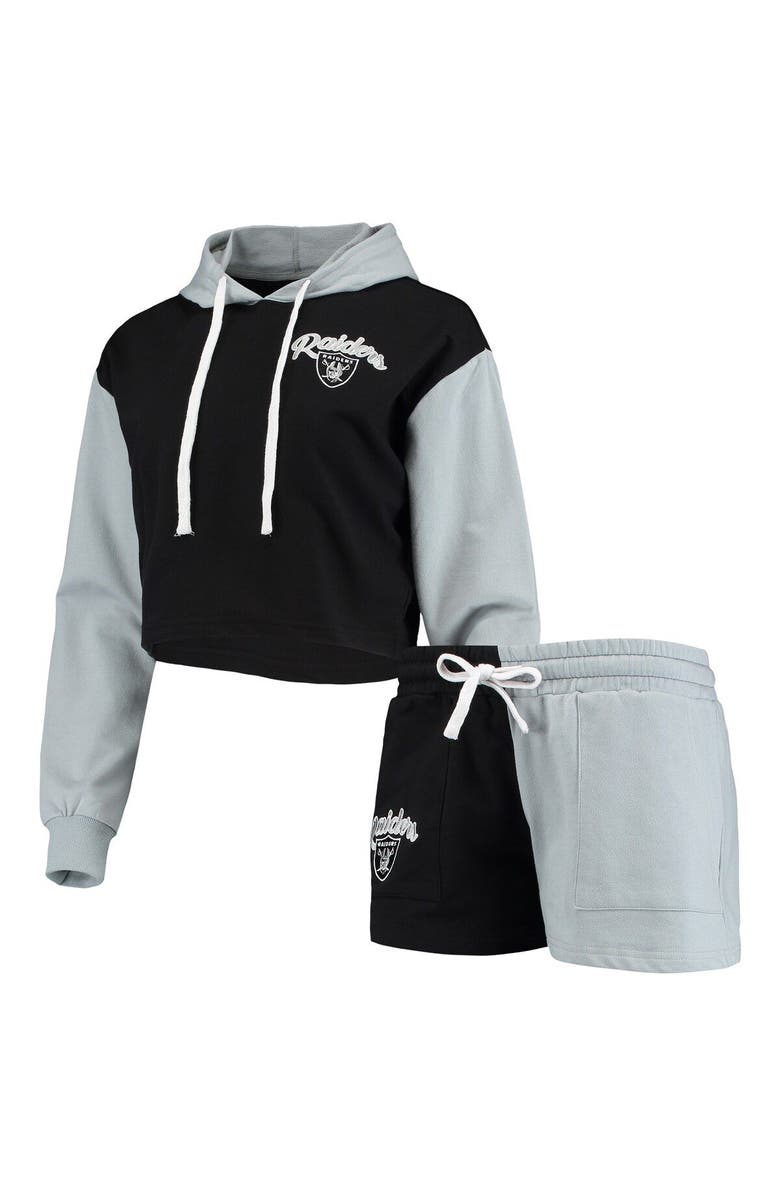 FOCO Women's FOCO Black/Gray Las Vegas Raiders Color-Block Lounge Set, Main, color, 