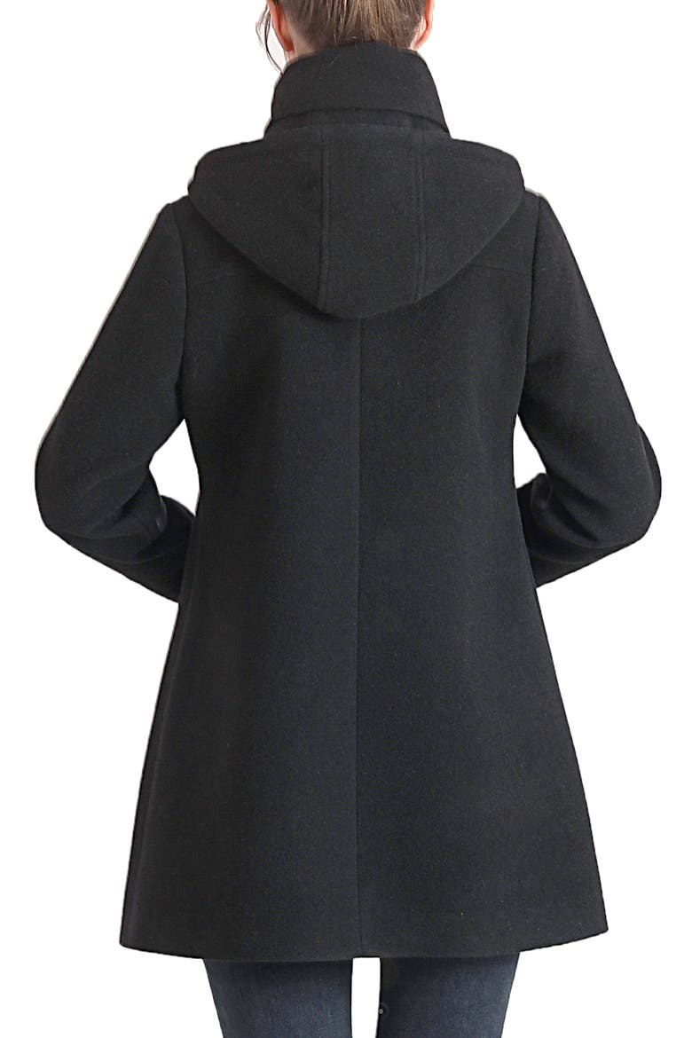 Aela Maternity A-Line Hooded Wool Coat, Alternate, color, Black