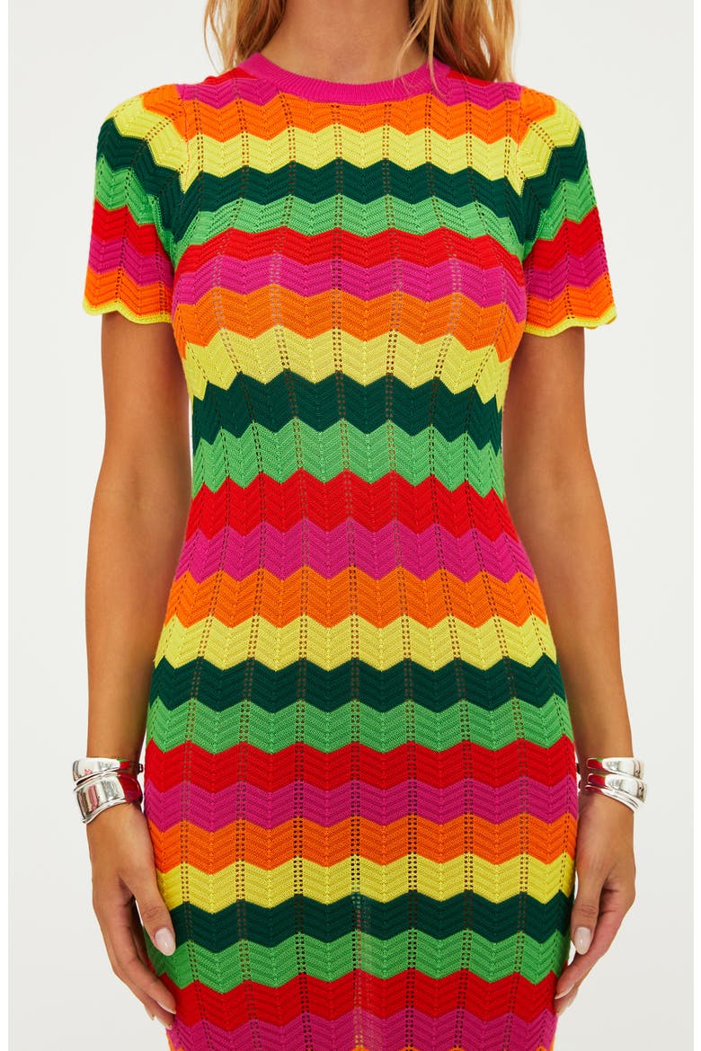 Emory Wave Stripe Pointelle Knit Cover-Up Maxi Dress, Alternate, color, MANGO TANGO