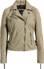 MAURITIUS Misty Star Back Detail Leather Moto Jacket