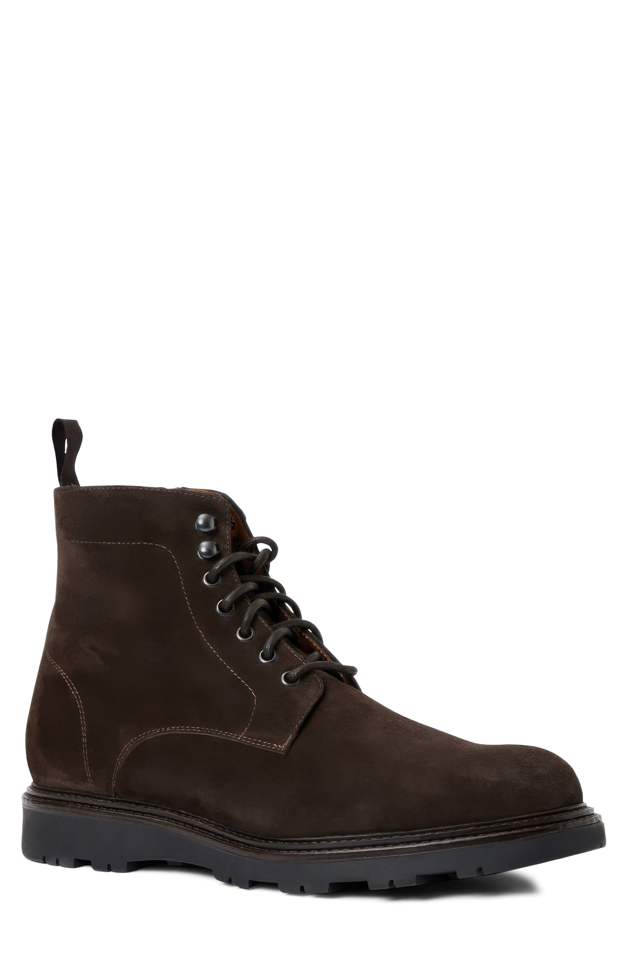Agostino Weatherproof Combat Boot, Main, color, DARK BROWN SUEDE