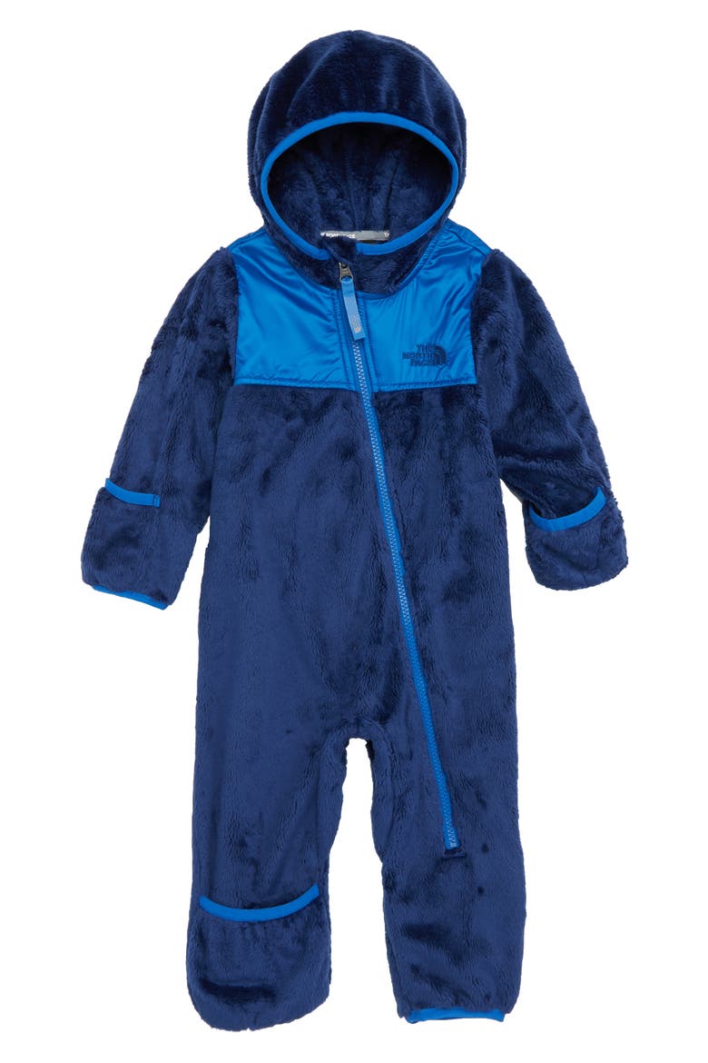 Oso Hooded Fleece Romper, Main, color, MIDLINE BLUE