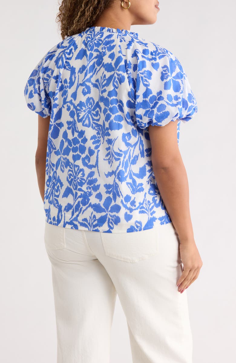 SUGARLIPS Shia Floral Avy Cotton Button-Up Top, Alternate, color, White Blue
