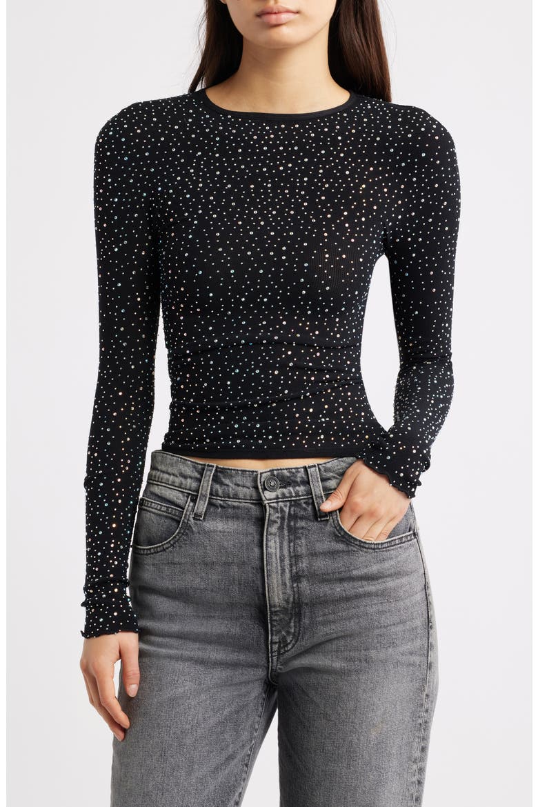 Night Sky Studded Rib Top, Main, color, BLACK