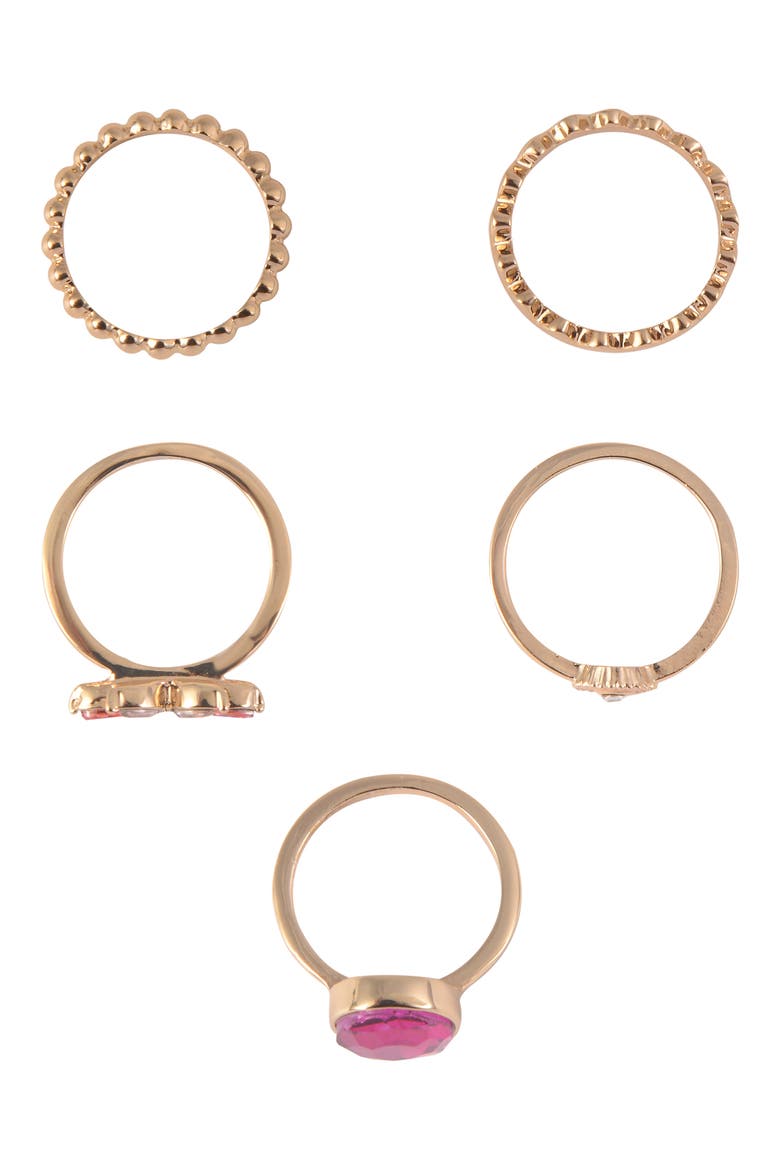 Set of 5 Assorted Stackable Rings, Alternate, color, GOLD MULTI
