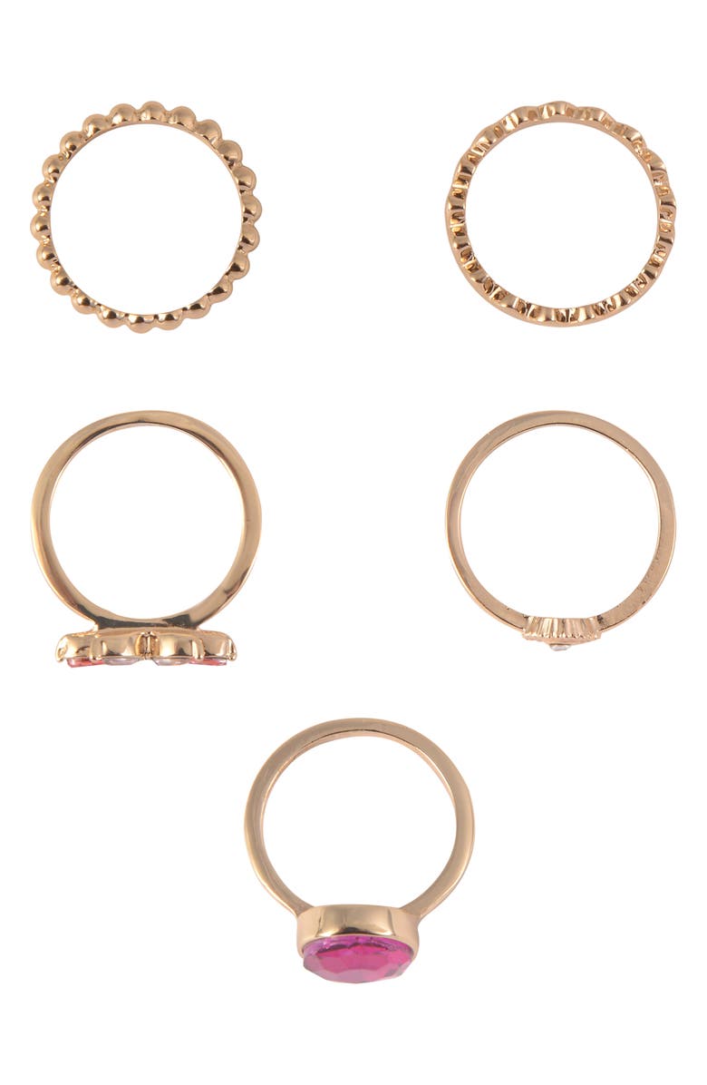 Laundry by Shelli Segal Set of 5 Assorted Stackable Rings, Alternate, color, Gold Multi