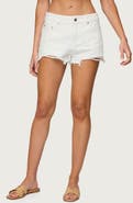 EDIKTED Fern Mid Rise Denim Cutoff Shorts