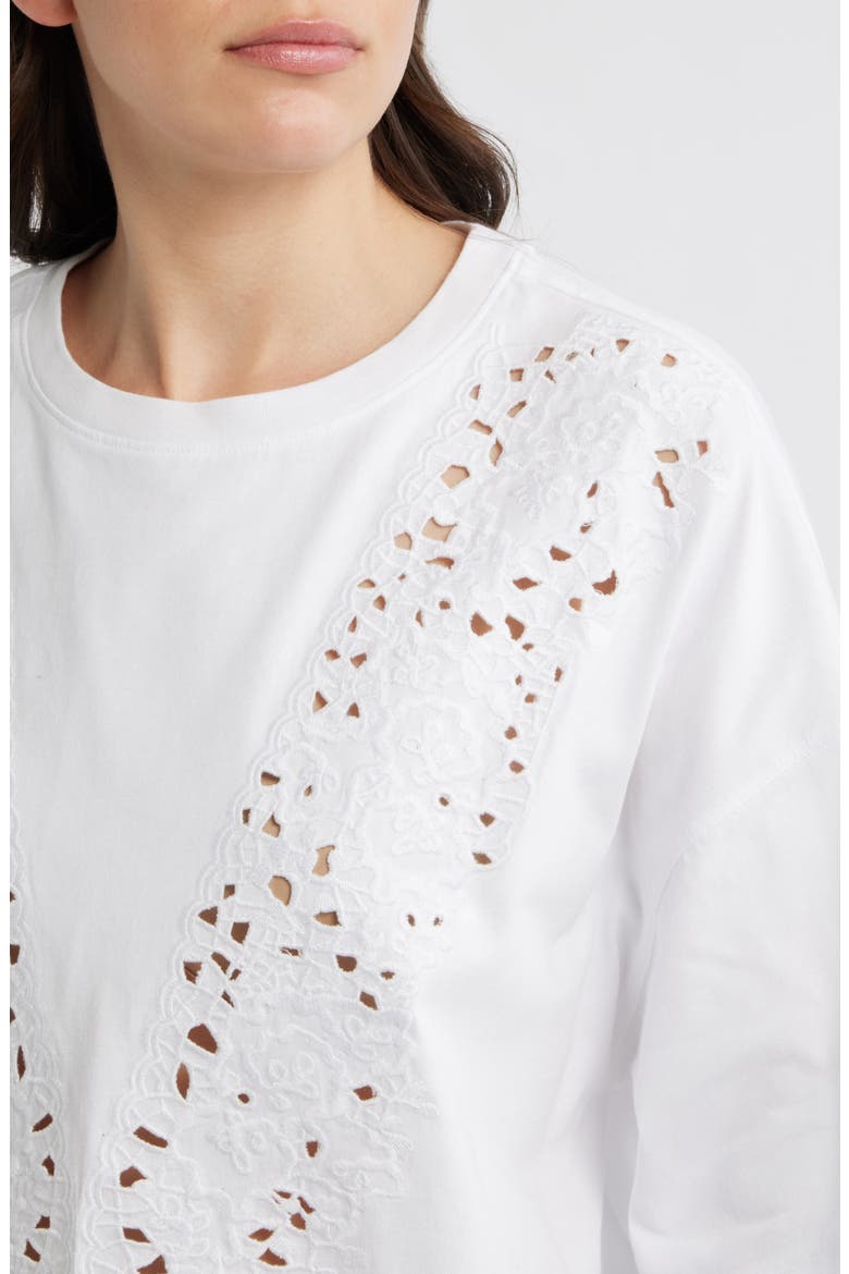 Ephilas Eyelet Cotton Jersey Top, Alternate, color, WHITE
