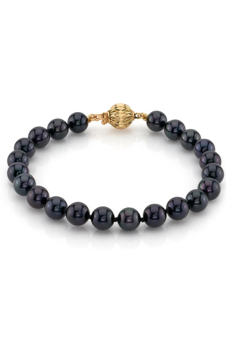 The Pearl Source Akoya Pearl Bracelet 6.5-7mm, Alternate, color, Black Pearl - Gabriella Clasp
