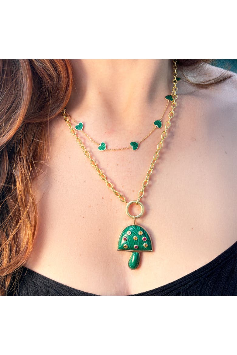 Malachite Heart Station Necklace, Alternate, color, Malachite